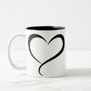 Tasse 2 Couleurs Illustration de clipart coeur noir