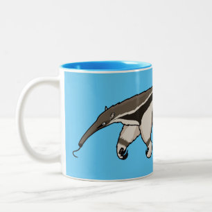 Tasse 2 Couleurs Illustration de dessin animé d'Anteater happy