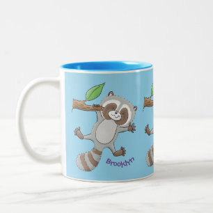 Tasse 2 Couleurs Illustration de dessin animé de bébé raton laveur 