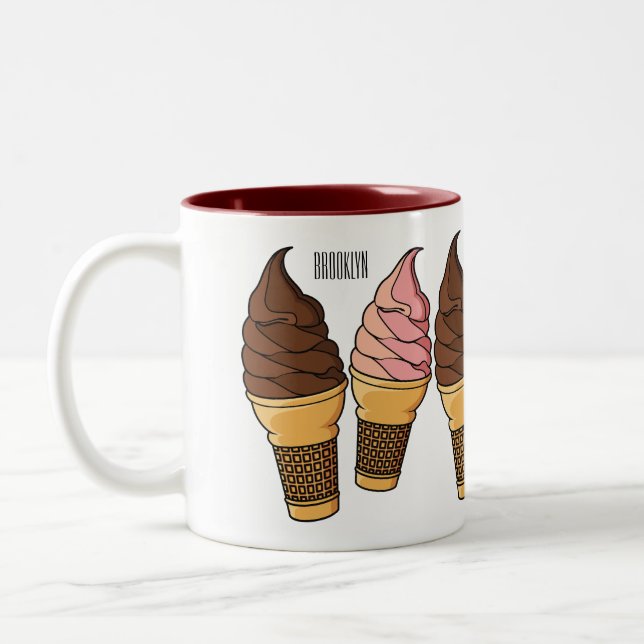 Tasse 2 Couleurs Illustration de dessin animé de cône de glace (Gauche)