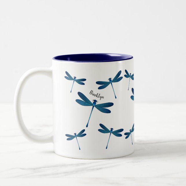 Tasse 2 Couleurs Illustration de dessin animé de libellule  (Gauche)