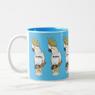 Tasse 2 Couleurs Illustration de dessin animé d'oiseau cacatoès à h