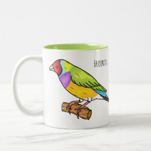 Tasse 2 Couleurs illustration de dessin animé d'oiseau pinson de Go