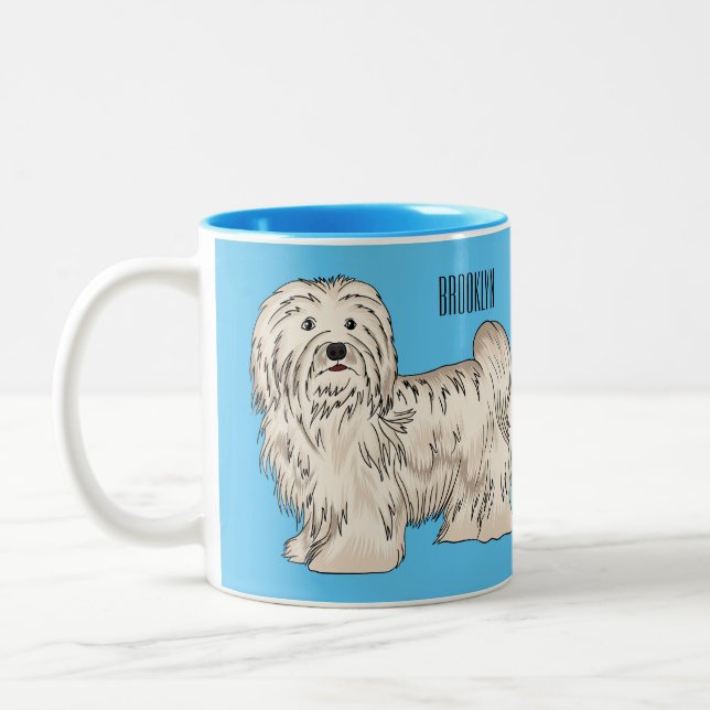 Tasse 2 Couleurs Illustration de dessin de chien de Havan (Gauche)