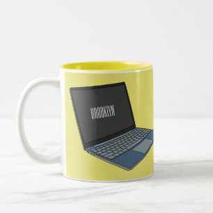 Tasse 2 Couleurs Illustration de dessin sur ordinateur portable
