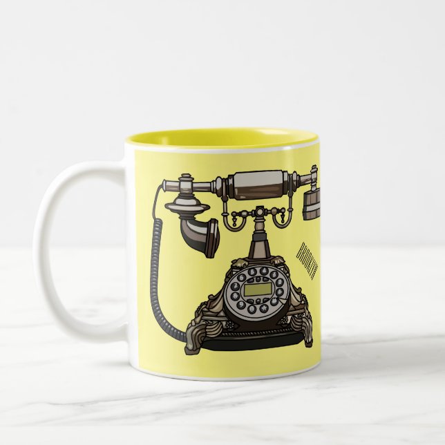 Tasse 2 Couleurs Illustration de dessin téléphonique (Gauche)
