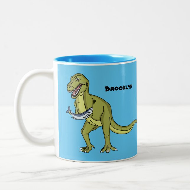 Tasse 2 Couleurs Illustration de dinosaure T rex drôle (Gauche)