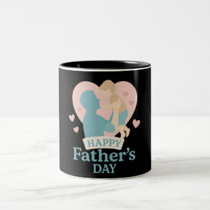 Tasse 2 Couleurs Illustration de fête des pères avec père et enfant