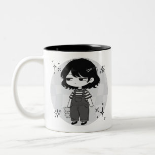 Tasse 2 Couleurs Illustration de fille chibi esthétique dépassée
