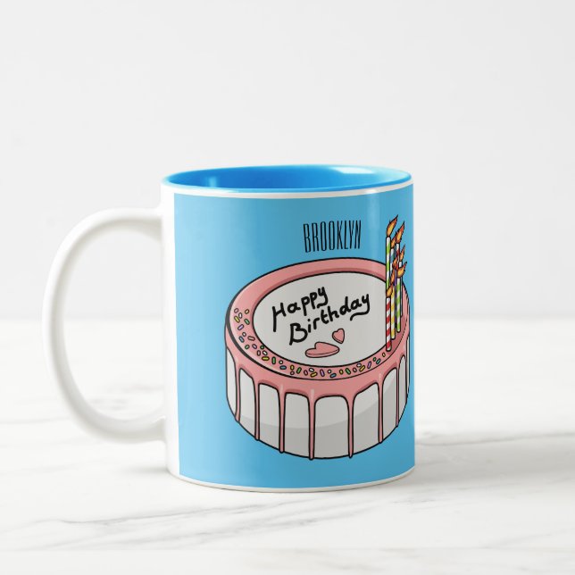 Tasse 2 Couleurs Illustration de gâteau d'anniversaire (Gauche)