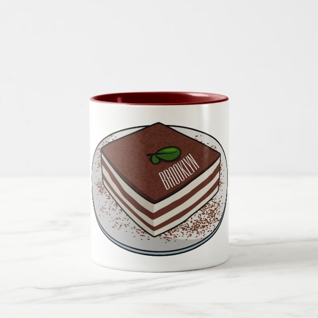 Tasse 2 Couleurs Illustration de gâteau de Tiramisu (Centre)