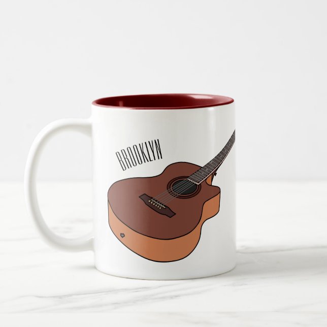 Tasse 2 Couleurs Illustration de guitare acoustique (Gauche)