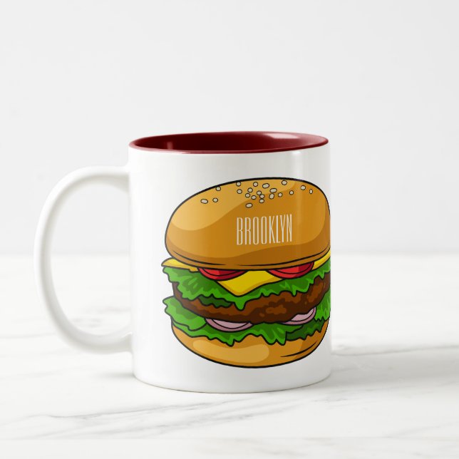 Tasse 2 Couleurs Illustration de Hamburger (Gauche)
