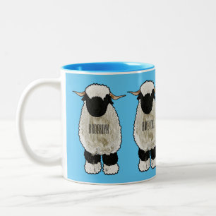 Tasse 2 Couleurs Illustration de la caricature de mouton Valais Bla
