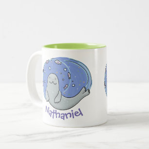 Tasse 2 Couleurs Illustration de la caricature de sealion mignon et