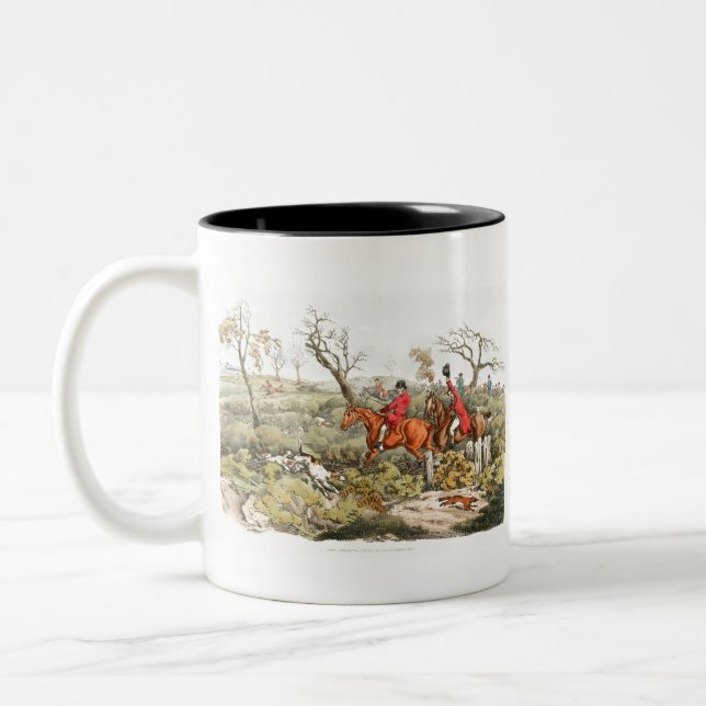 Tasse 2 Couleurs Illustration de la chasse au renard Sporting Sketc (Gauche)