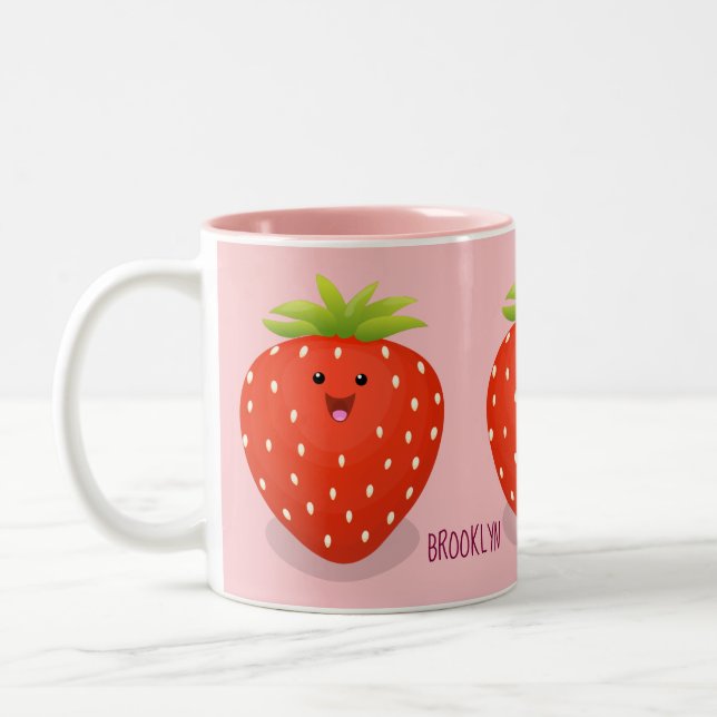 Tasse 2 Couleurs Illustration de la fraise Cute kawaii (Gauche)