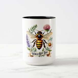 Tasse 2 Couleurs Illustration de la Journée mondiale des abeilles a