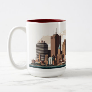 Tasse 2 Couleurs Illustration de la musique Skyline de Jersey City