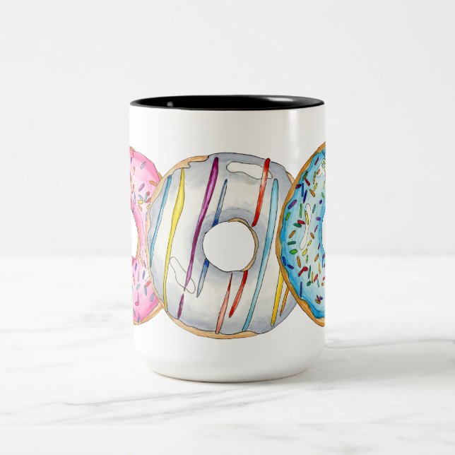 Tasse 2 Couleurs Illustration de l'aquarelle de la moisissure à caf (Centre)