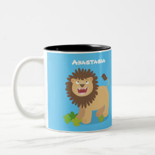 Tasse 2 Couleurs Illustration de l'effervescence de lions heureux