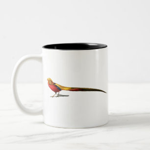 Tasse 2 Couleurs Illustration de l'oiseau de faisan doré vintage