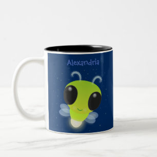 Tasse 2 Couleurs Illustration de luciole verte mignonne de dessin a