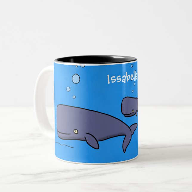 Tasse 2 Couleurs Illustration de mignonne migratrice de baleines à  (Devant gauche)