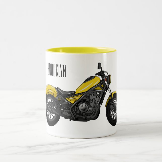 Tasse 2 Couleurs Illustration de moto Cruiser (Centre)