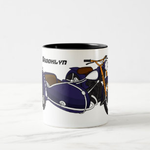 Tasse 2 Couleurs Illustration de moto pourpre Sidecar