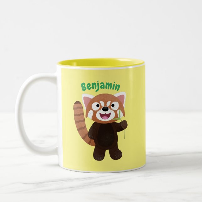 Tasse 2 Couleurs Illustration de panda rouge mignon (Gauche)