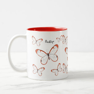 Tasse 2 Couleurs Illustration de papillon à ailes de verre de dessi