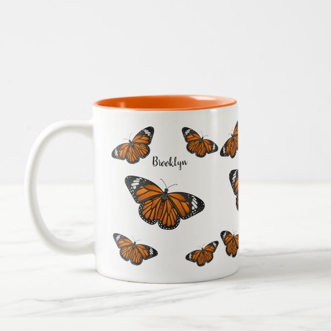 Tasse 2 Couleurs Illustration de papillon monarque (Gauche)