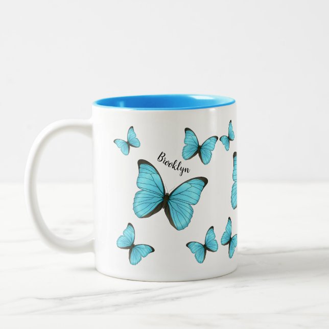 Tasse 2 Couleurs Illustration de papillons Morpho (Gauche)