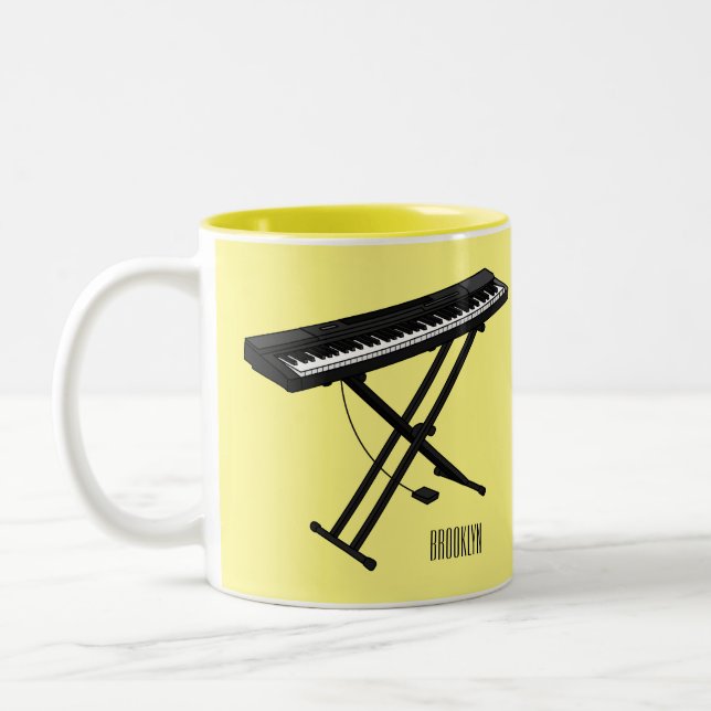 Tasse 2 Couleurs Illustration de piano clavier (Gauche)