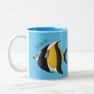 Tasse 2 Couleurs illustration de poisson idole de Moores en dessin 