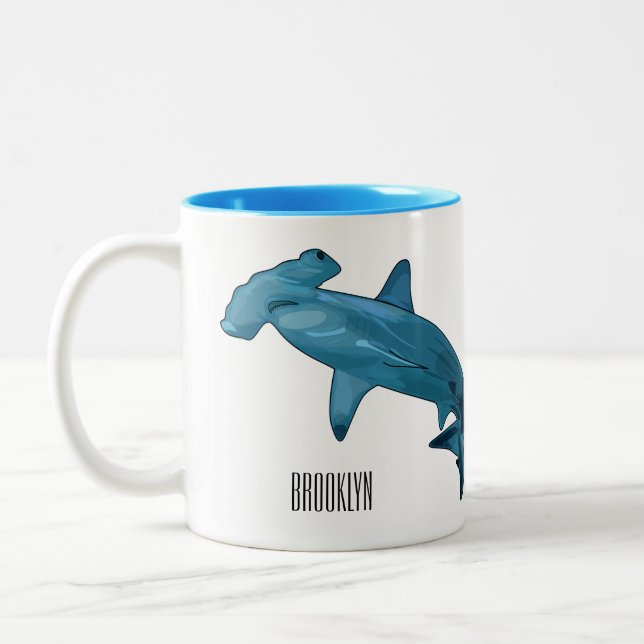 Tasse 2 Couleurs Illustration de requin marteau (Gauche)