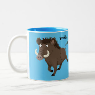 Tasse 2 Couleurs Illustration de sanglier drôle de dessin animé