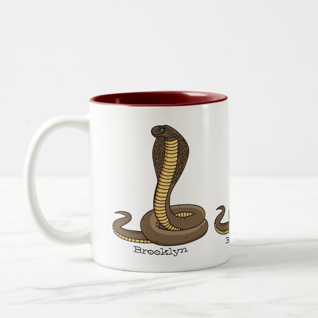 Tasse 2 Couleurs Illustration de serpent à cobra Brown (Gauche)