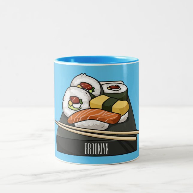Tasse 2 Couleurs Illustration de sushi (Centre)