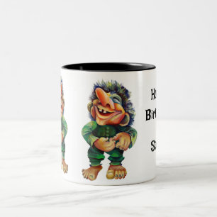 Tasse 2 Couleurs Illustration de troll drôle scandinave aquarelle