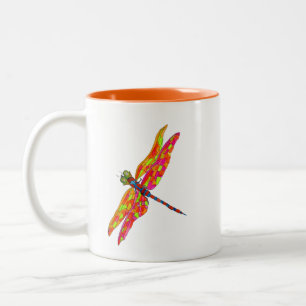 Tasse 2 Couleurs Illustration d'insecte néon de libellule