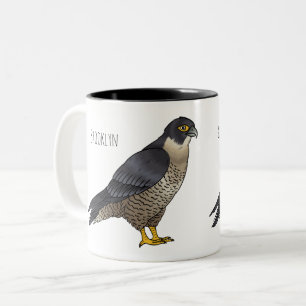 Tasse 2 Couleurs Illustration d'oiseau de faucon pèlerin