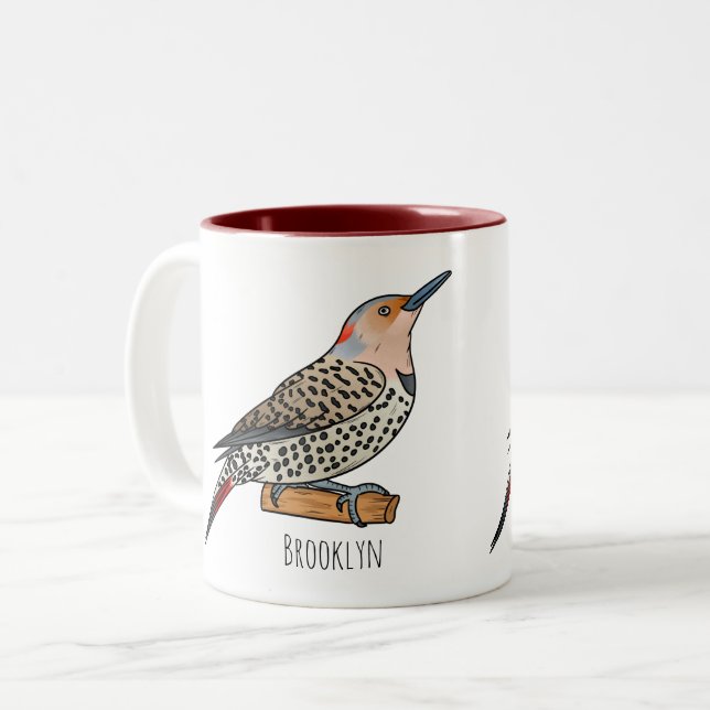 Tasse 2 Couleurs Illustration d'oiseau de scintillement du Nord (Devant gauche)