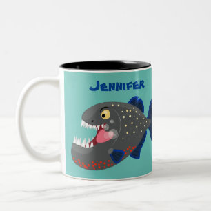 Tasse 2 Couleurs Illustration drôle de piranha affamée