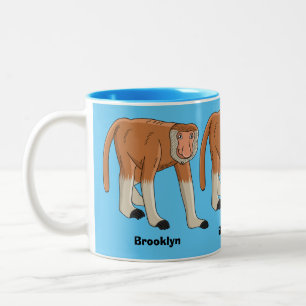 Tasse 2 Couleurs Illustration drôle de singe proboscis