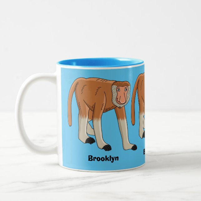 Tasse 2 Couleurs Illustration drôle de singe proboscis (Gauche)