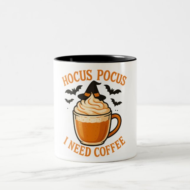 Tasse 2 Couleurs Illustration du café Halloween (Centre)