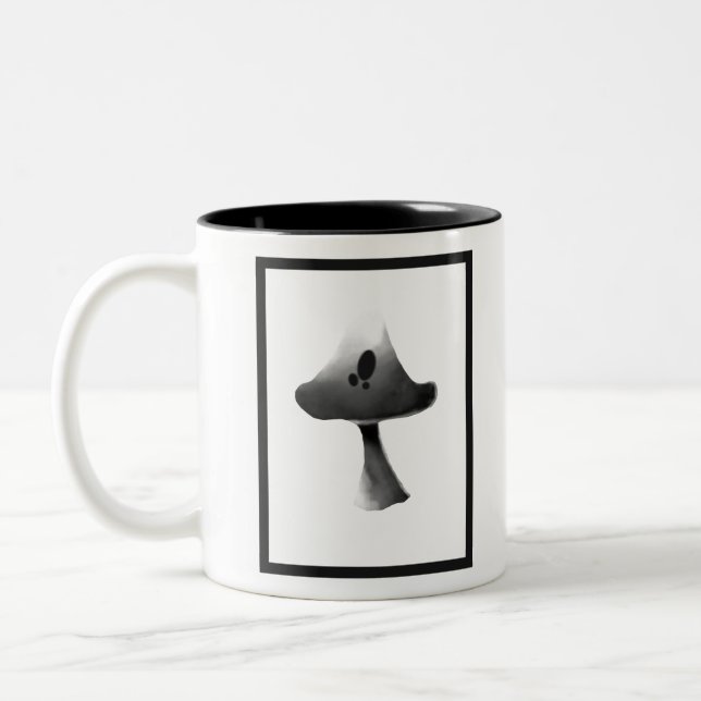 Tasse 2 Couleurs Illustration du champignon noir et blanc (Gauche)