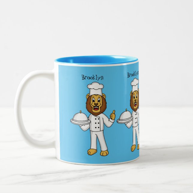 Tasse 2 Couleurs Illustration du chef mignon lion (Gauche)